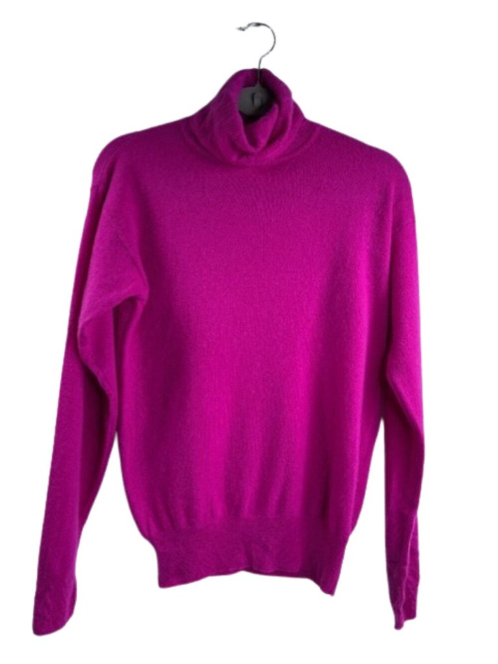 Sutton Studio 100% Cashmere Turtleneck Sweater Cable Accents Magenta Size S